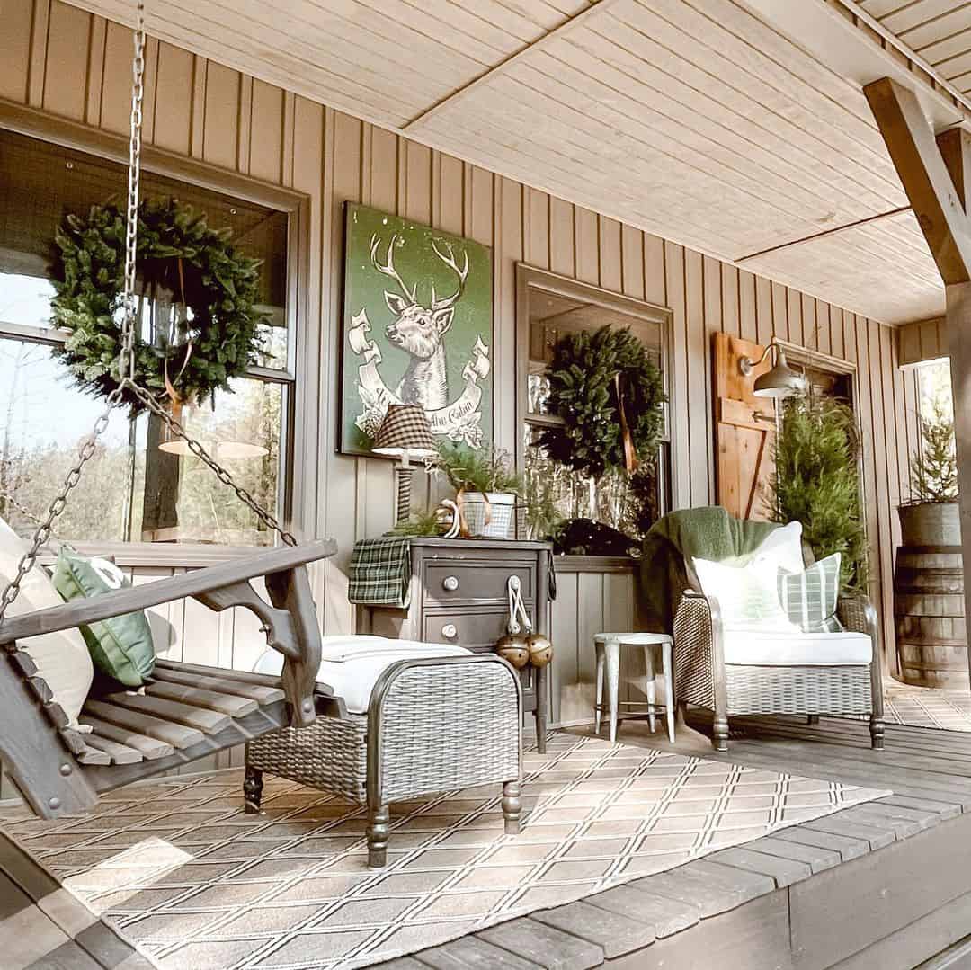 Green Stag Art Adds Rustic Focal Point to Porch