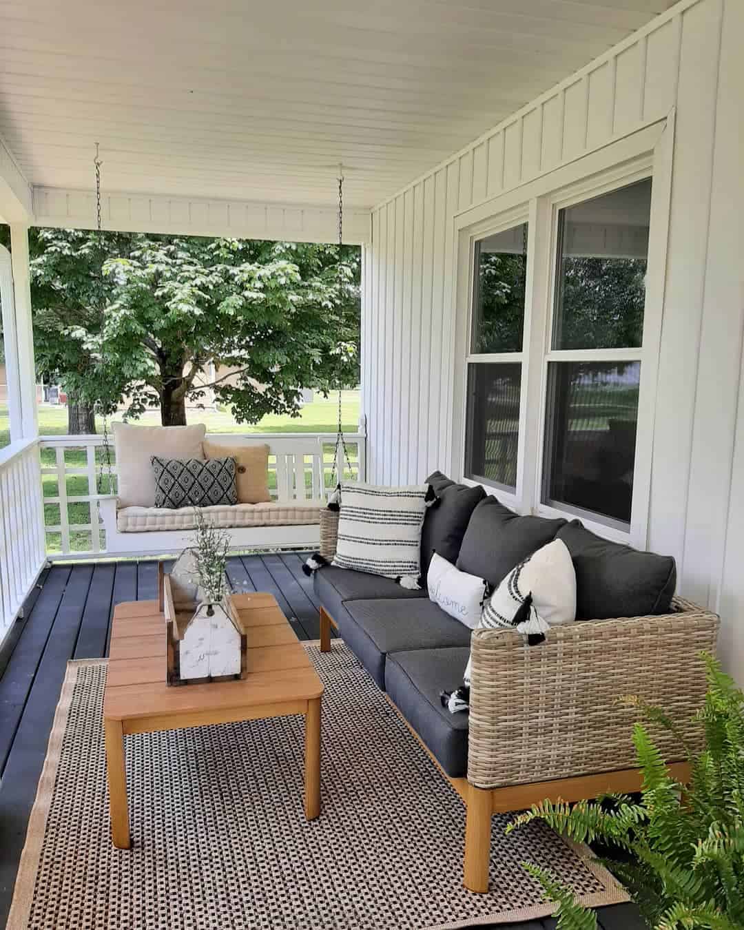 Woven Sofa Arms Add Natural Texture to Porch Seating