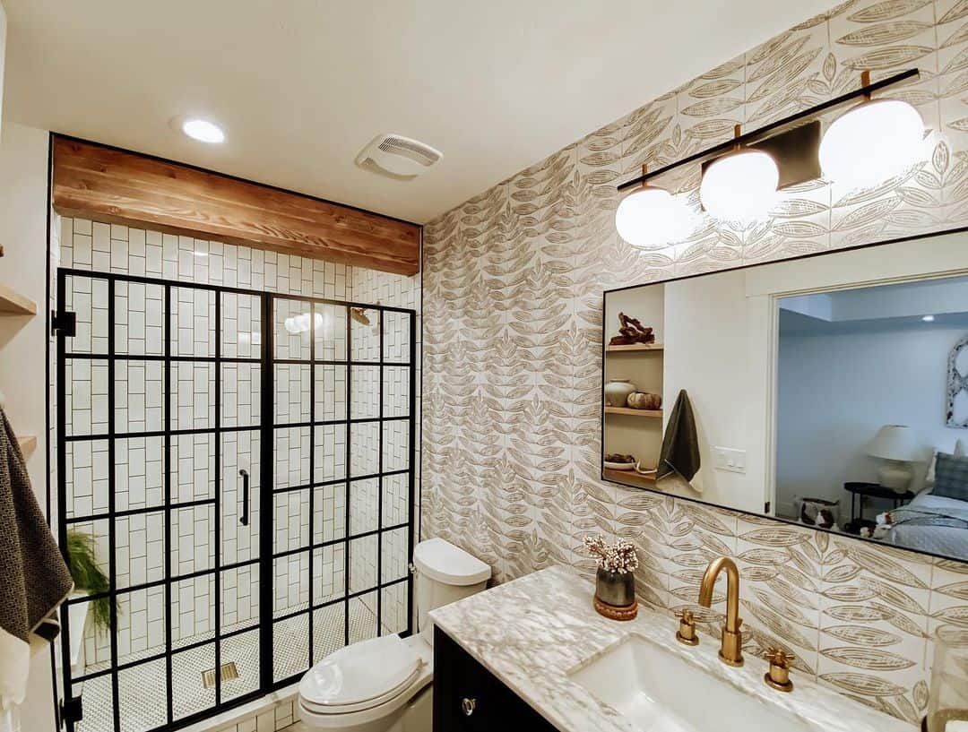 Three Frosted Globe Vanity Lights With Black Bar Accent