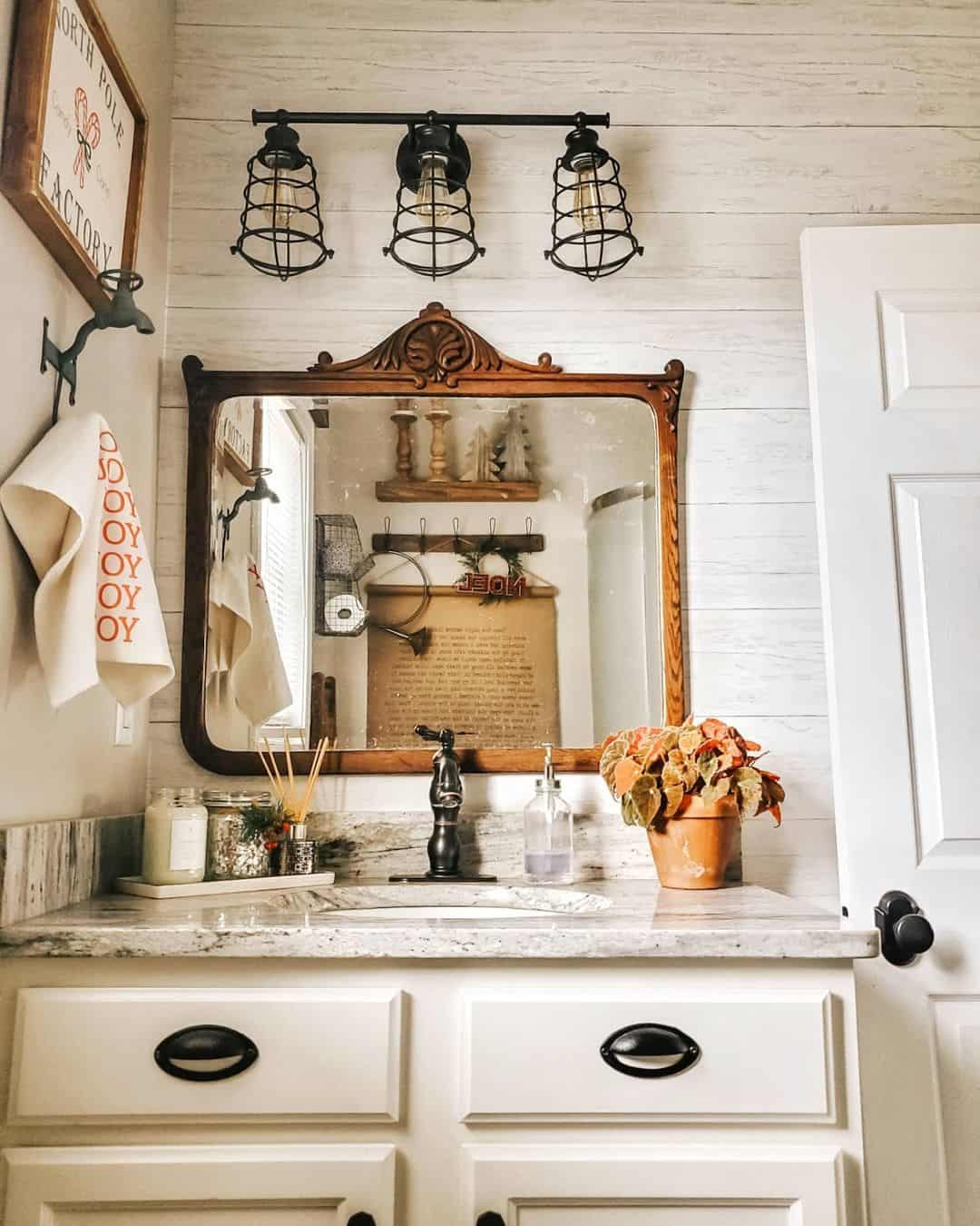 Industrial Cage Lights Frame Ornate Vintage Mirror