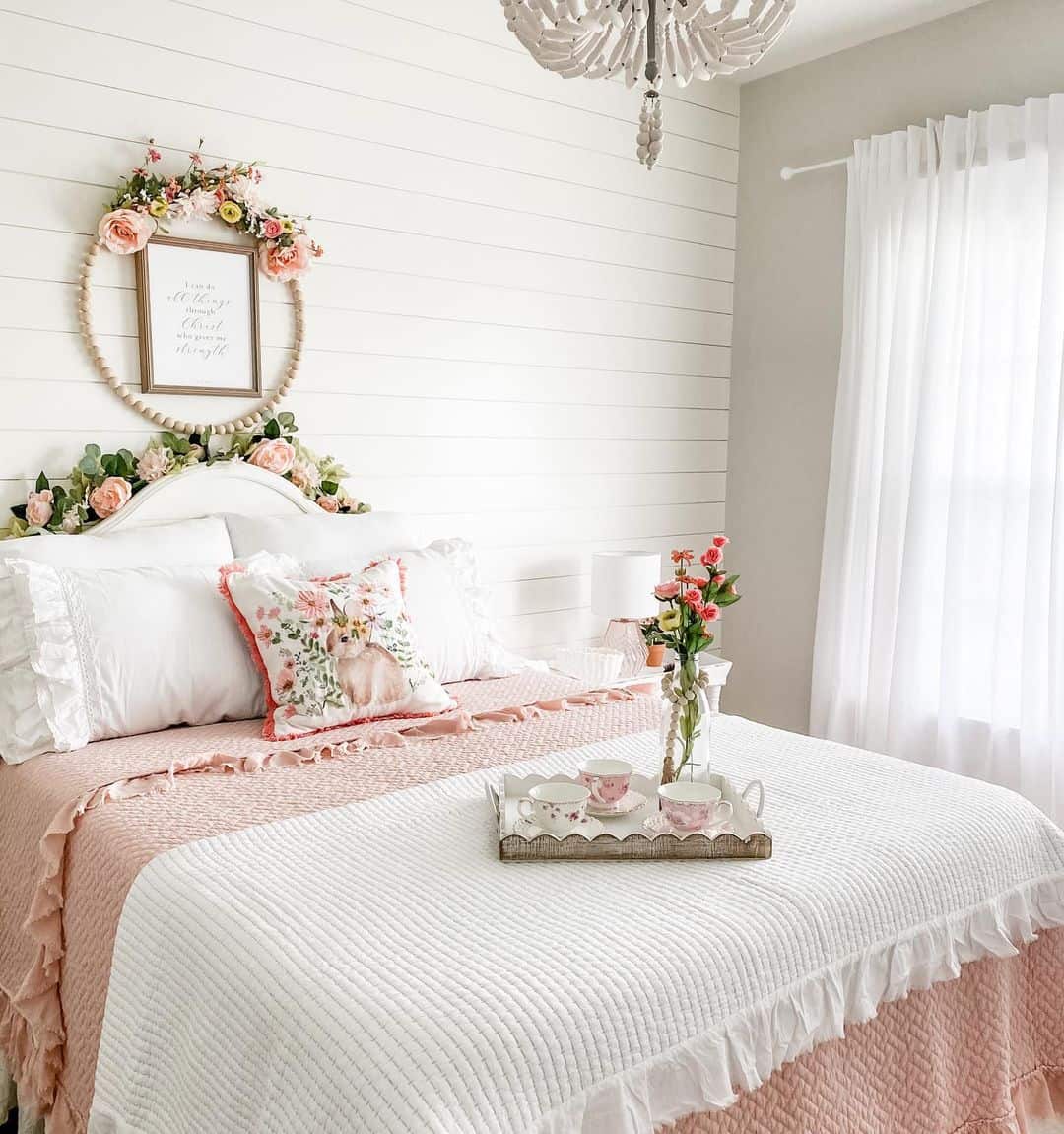 Frame Your Bed With a Romantic Floral Hoop