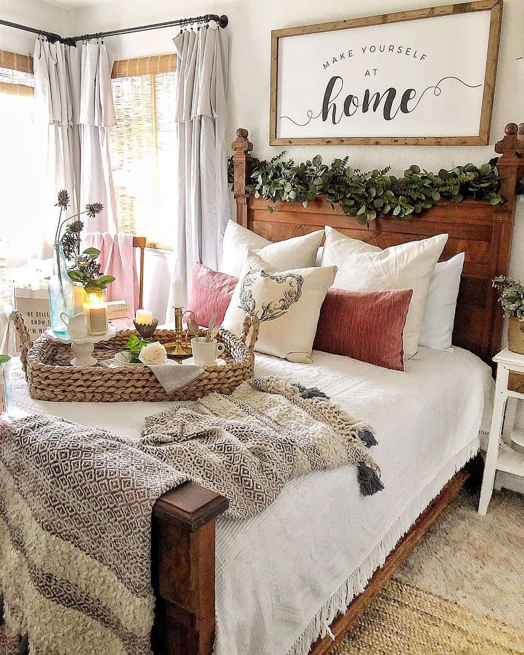 Frame Your Headboard with a Natural Greenery Garland