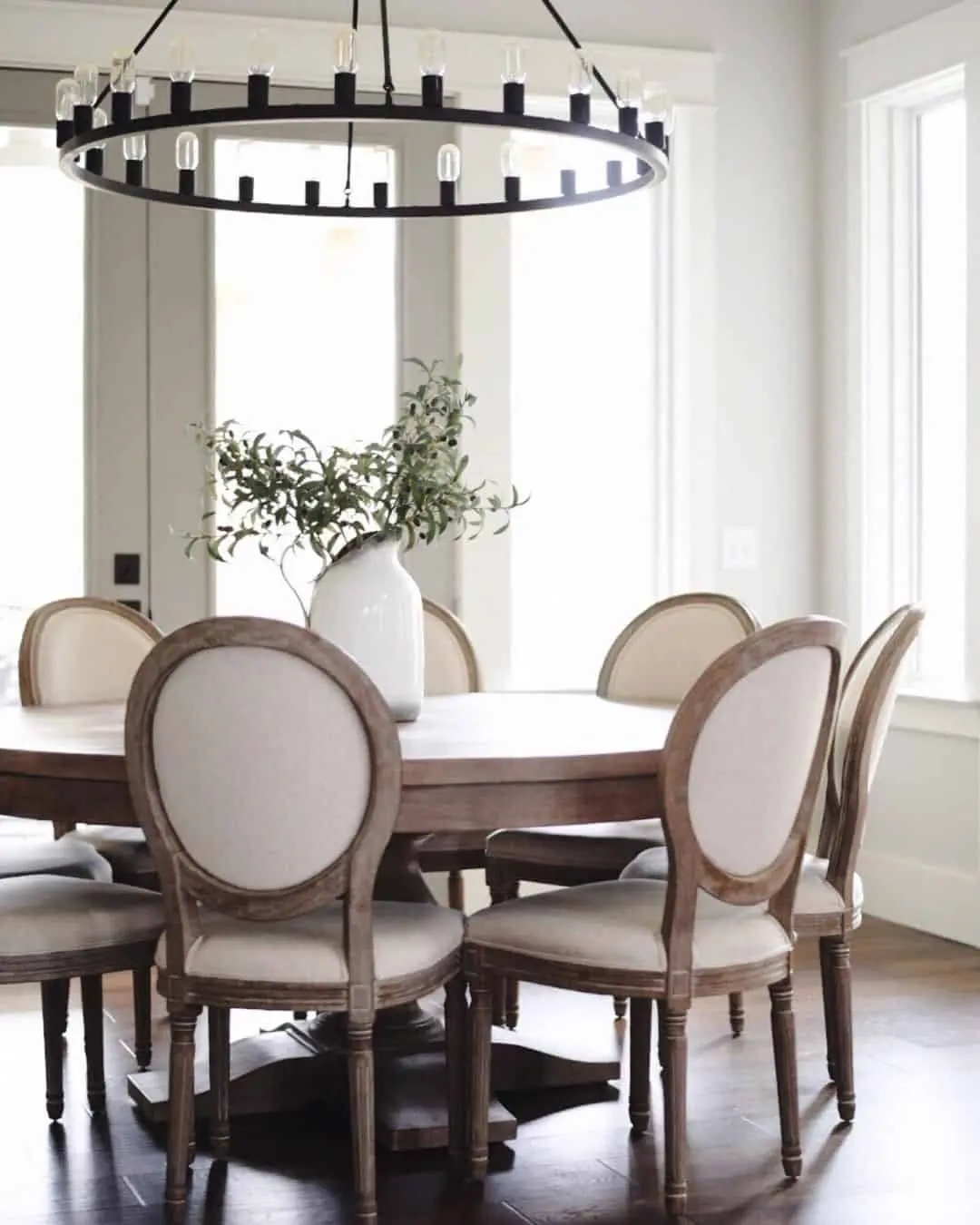 Farmhouse Charm with Upholstered Oval-Back Chairs