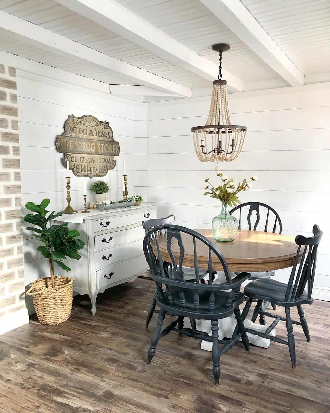 Classic Contrast: Wood Table with Black Chairs