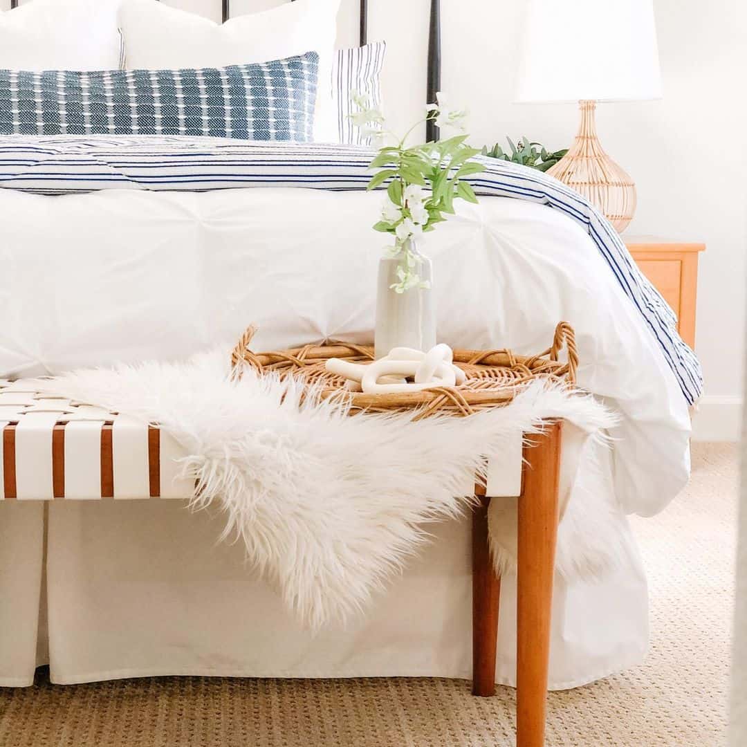 Woven Tray with White Sculptural Accent Adds Organic Touch