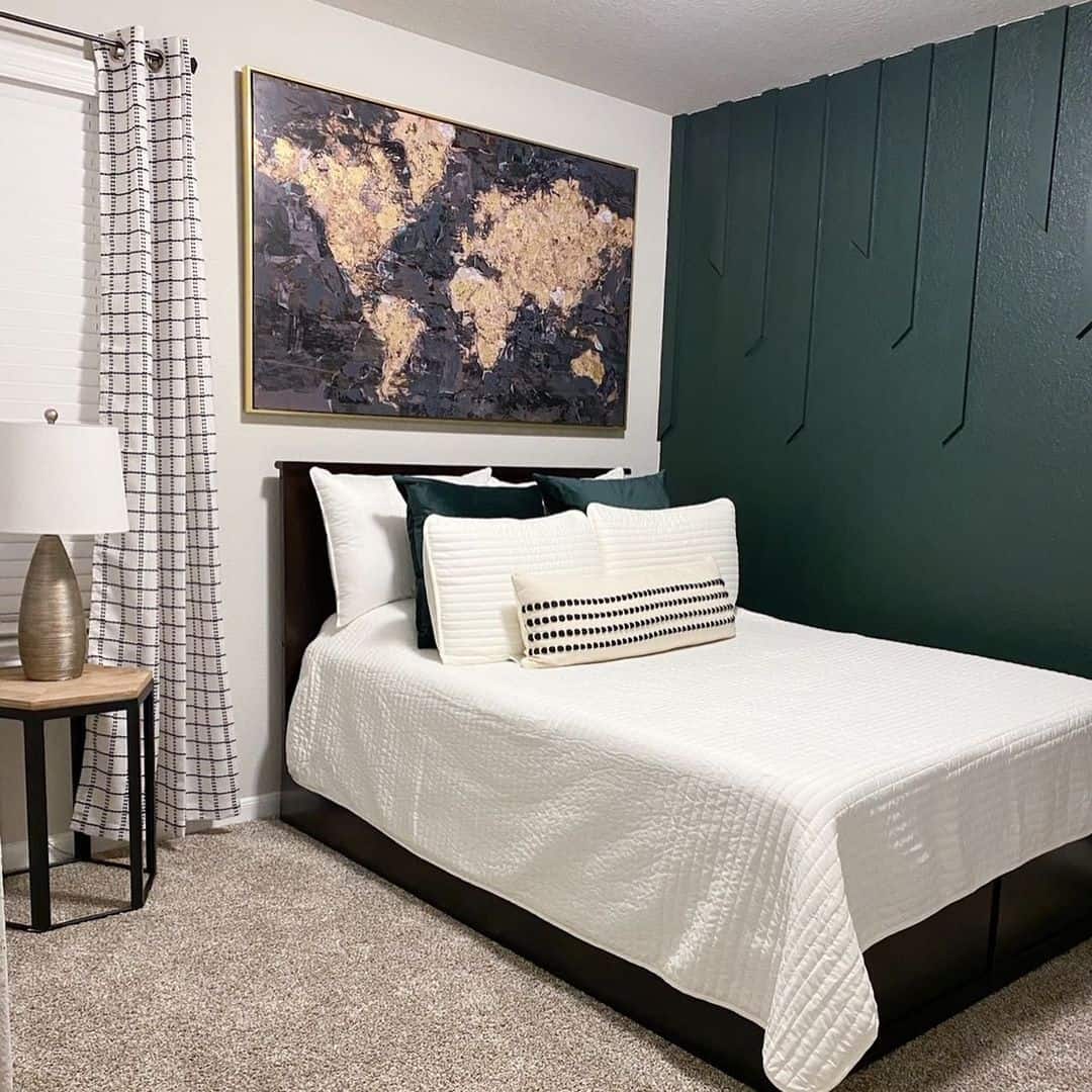 Textured Green Wall Panels Create Dramatic Vertical Lines
