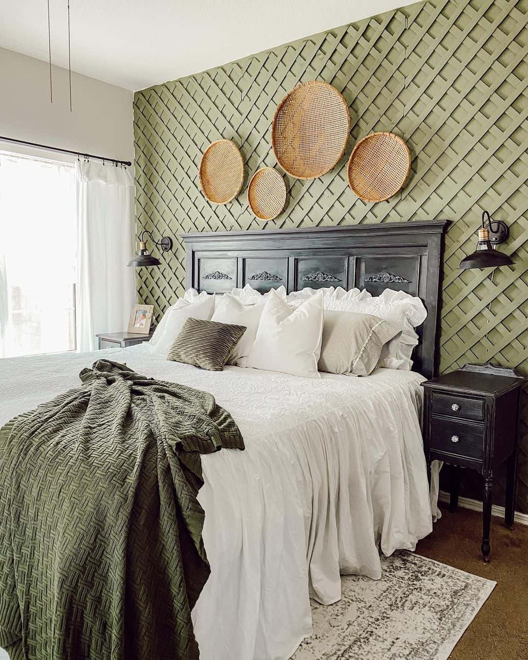 Textured Green Wall Creates a Cozy Backdrop