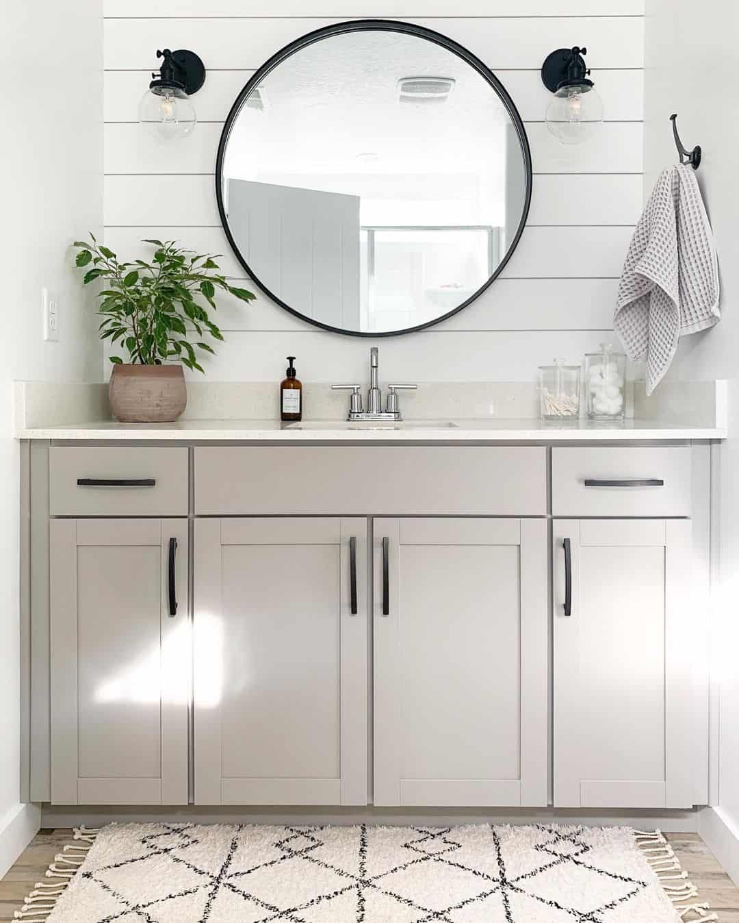 Shiplap Wall Creates a Clean Backdrop for the Vanity