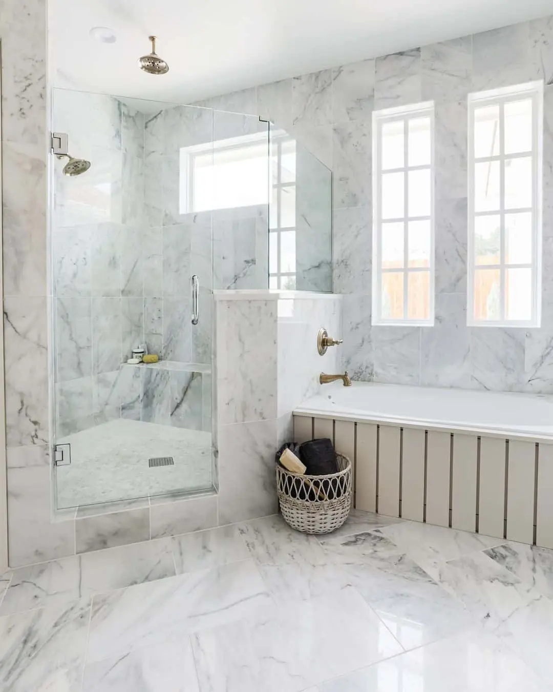 Marble Tile Walls Create a Serene, Spa-Like Atmosphere
