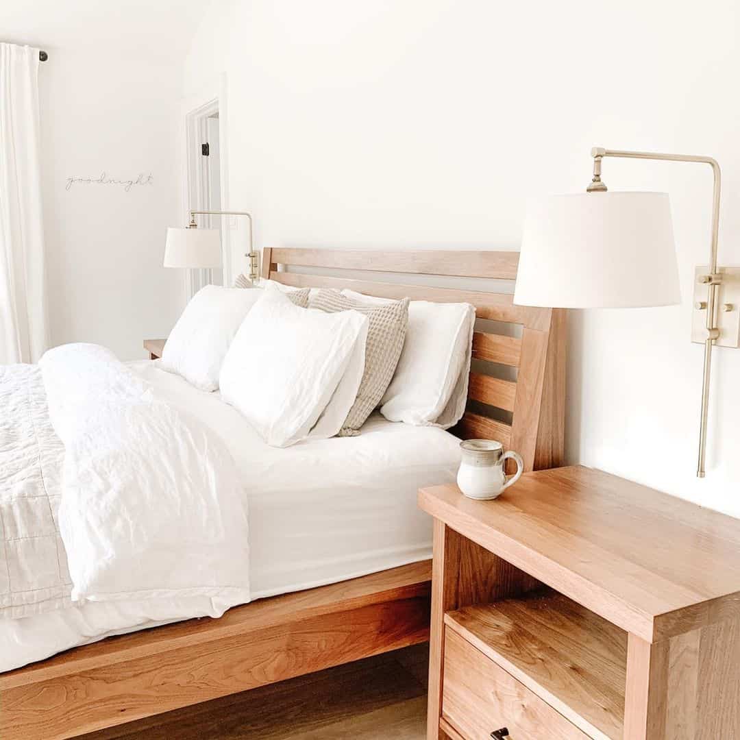 Clean Surface with a Minimalist Wooden Nightstand