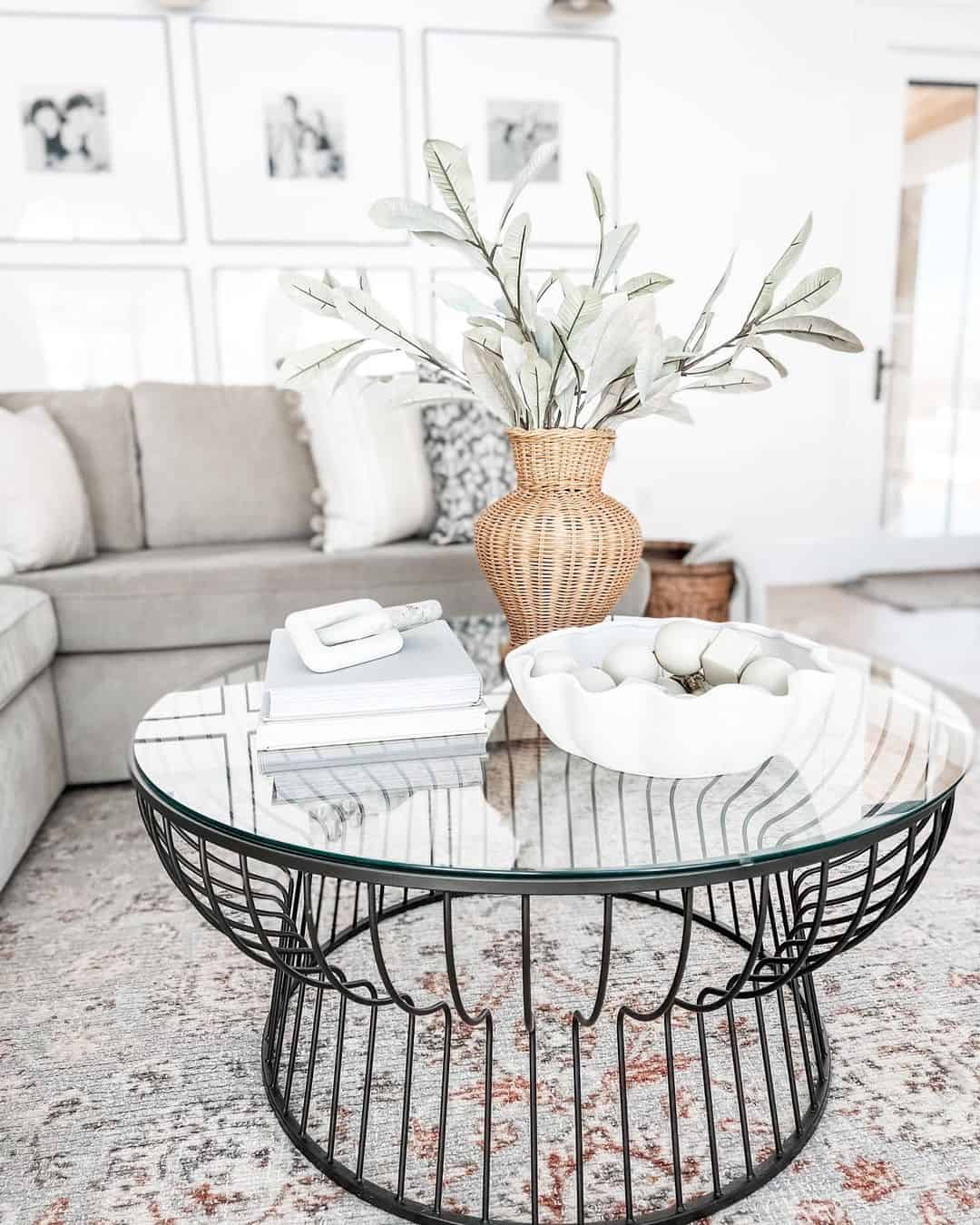 Woven Basket Vase Holds Light Greenery for a Natural Touch