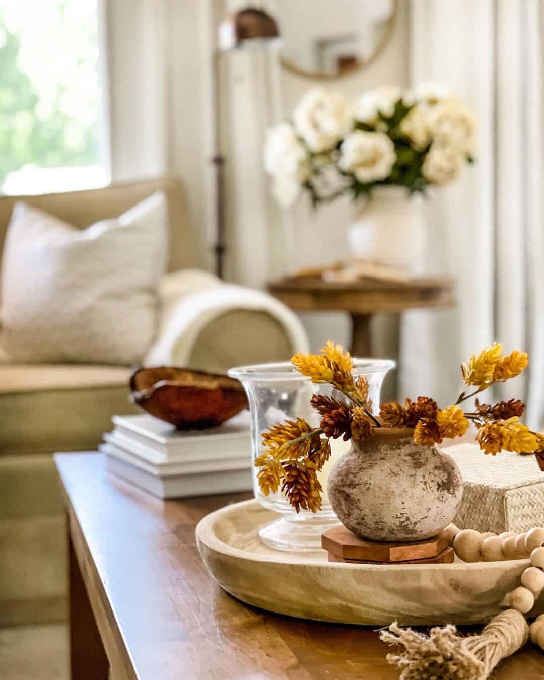 Anchor Autumnal Stems with a Textured Terracotta Vase