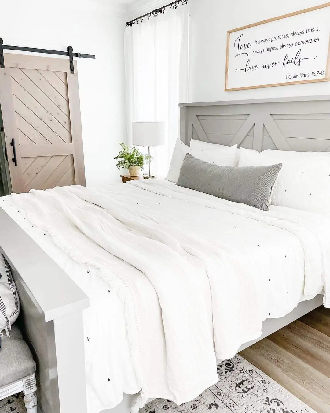 Farmhouse Barn Door Adds Rustic Charm to Bedroom Entry
