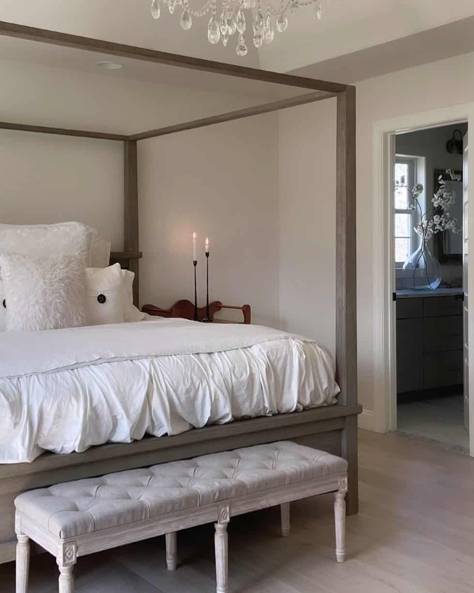 Tufted Bench Adds Refined Seating at Foot of Bed