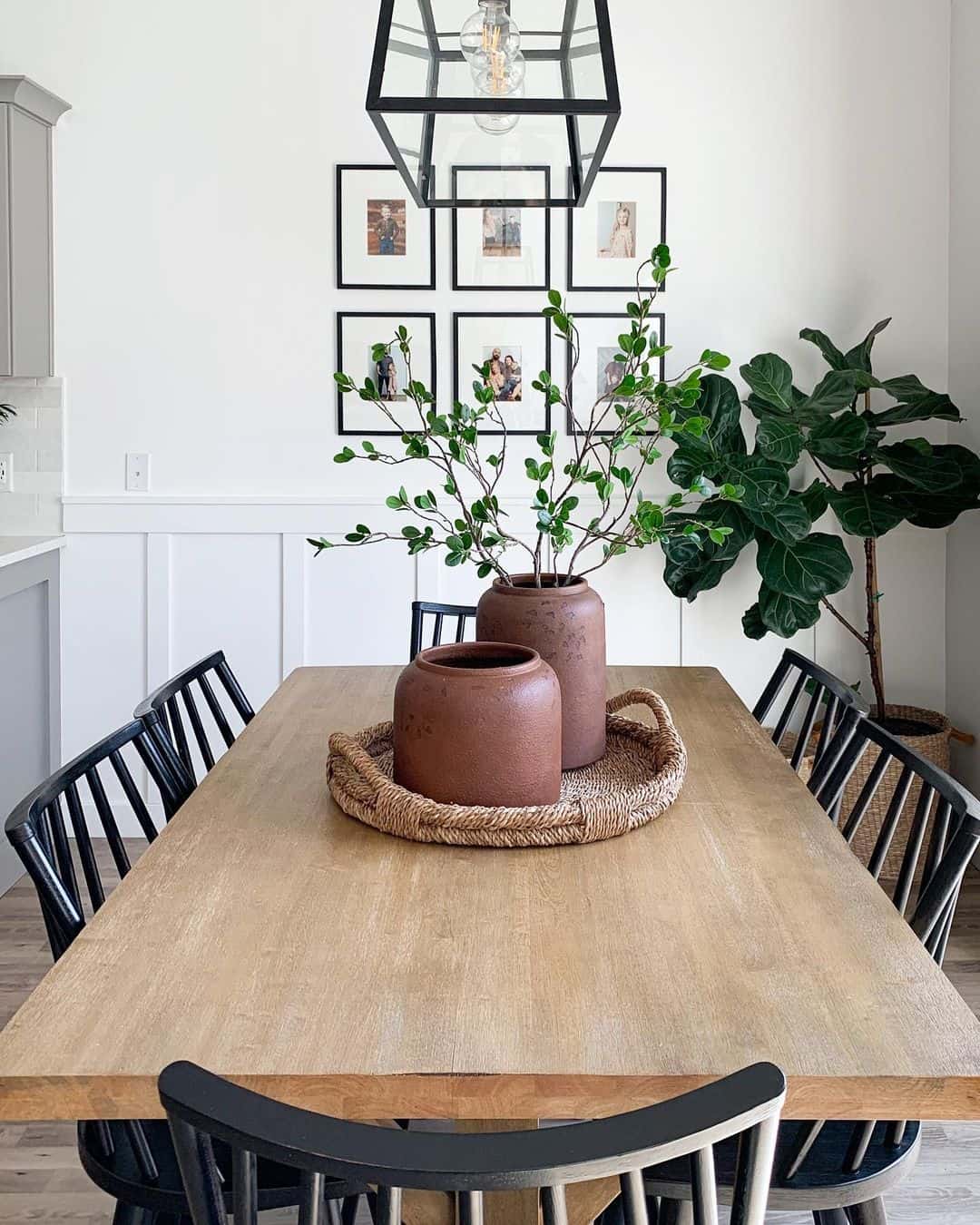 Terracotta Vases on Woven Tray Add Earthy Texture