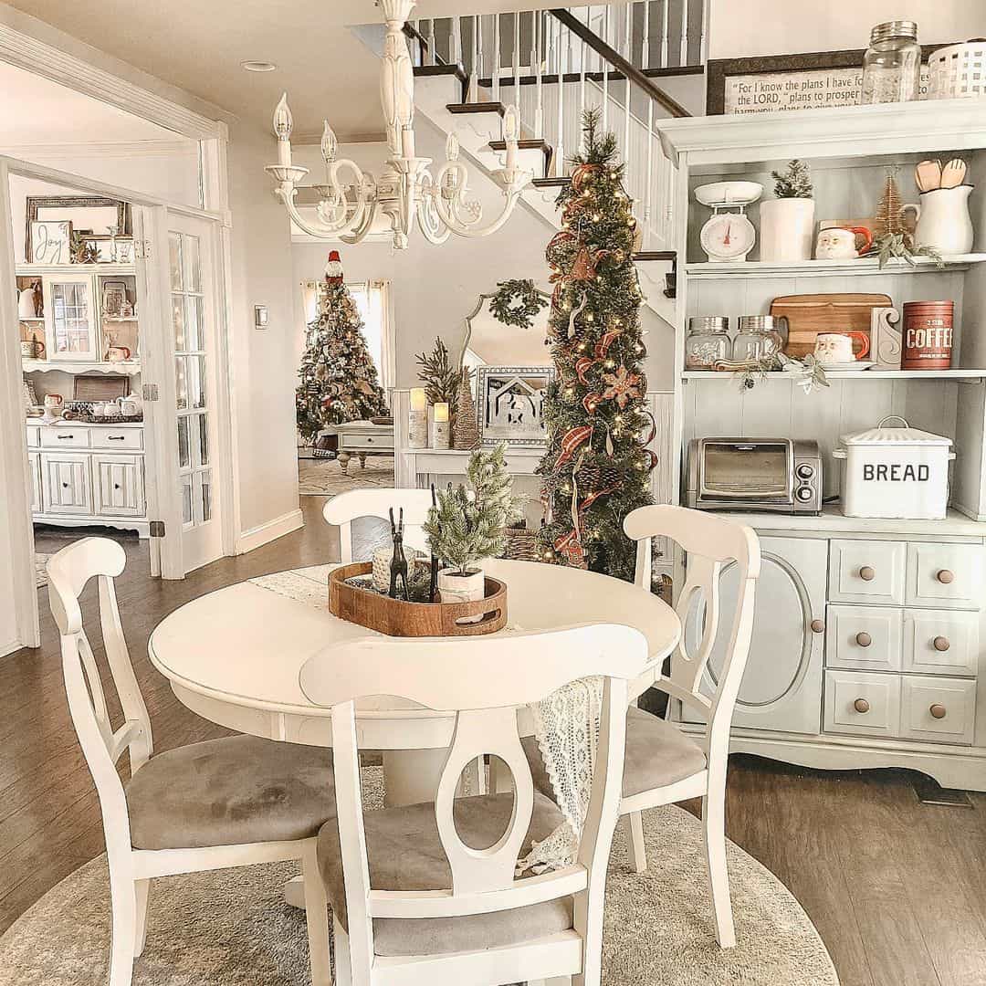 Miniature Trees and Bottles on a Wood Tray Create a Cozy Vignette