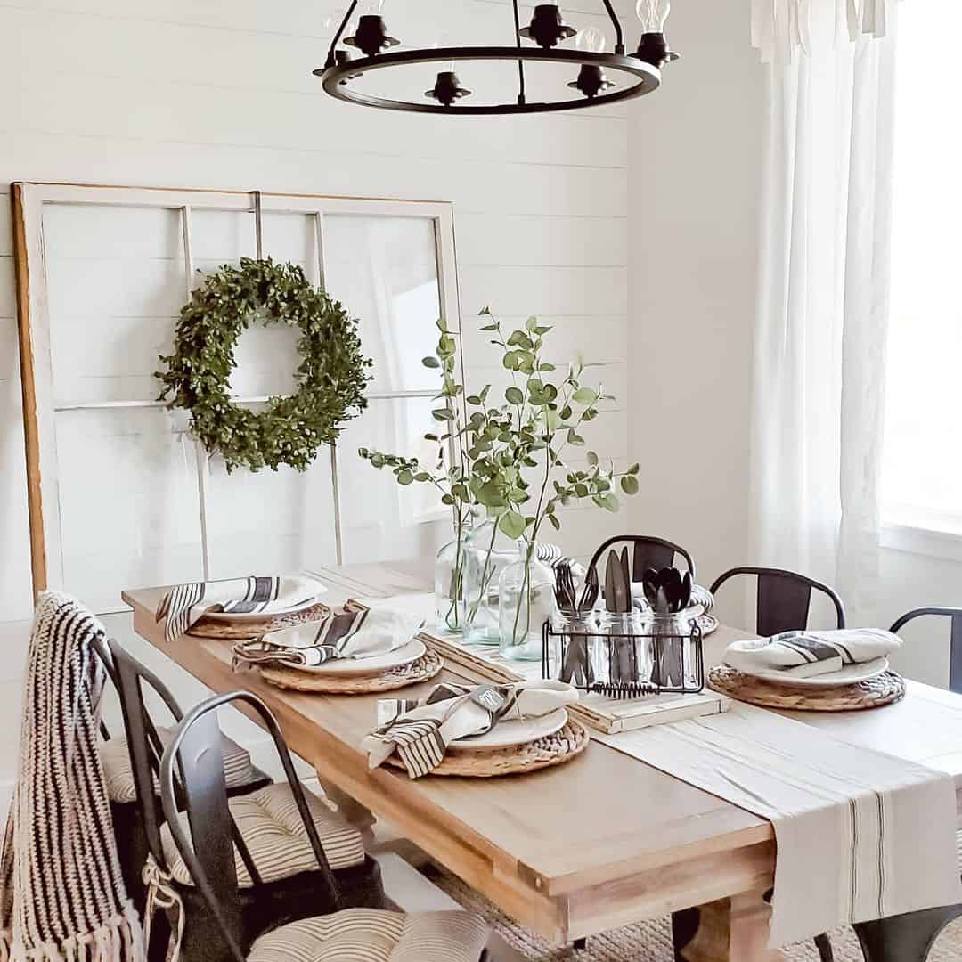 Boxwood Wreath Hung on Vintage Window Frame