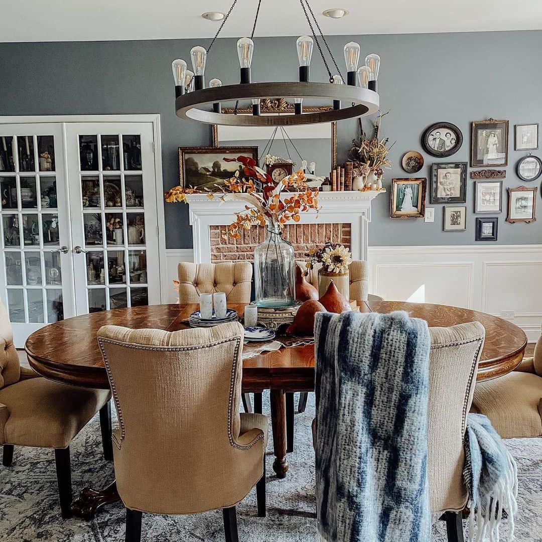 Oversized Glass Vase Anchors Autumn Branch Display
