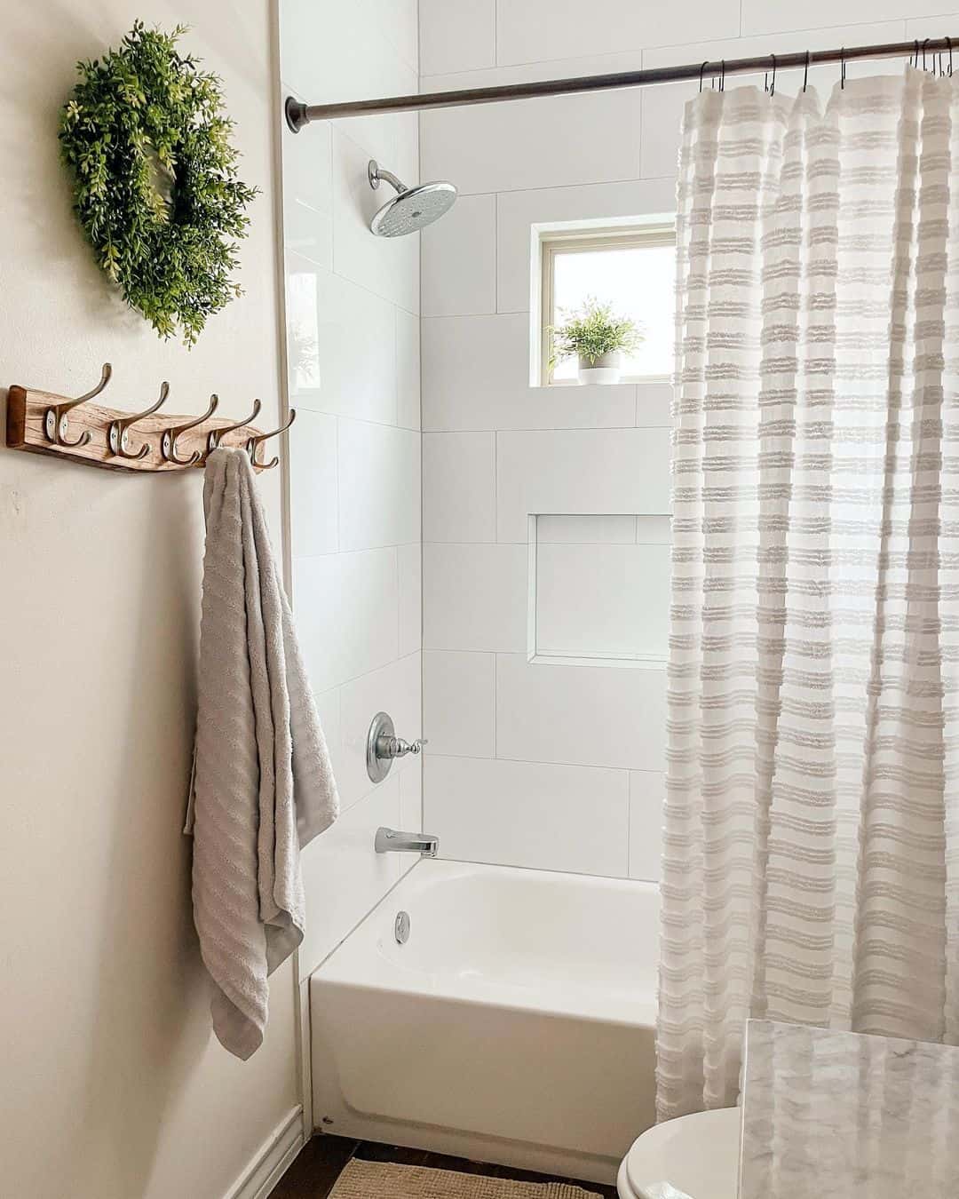 Textured White Curtain with Subtle Vertical Stripes