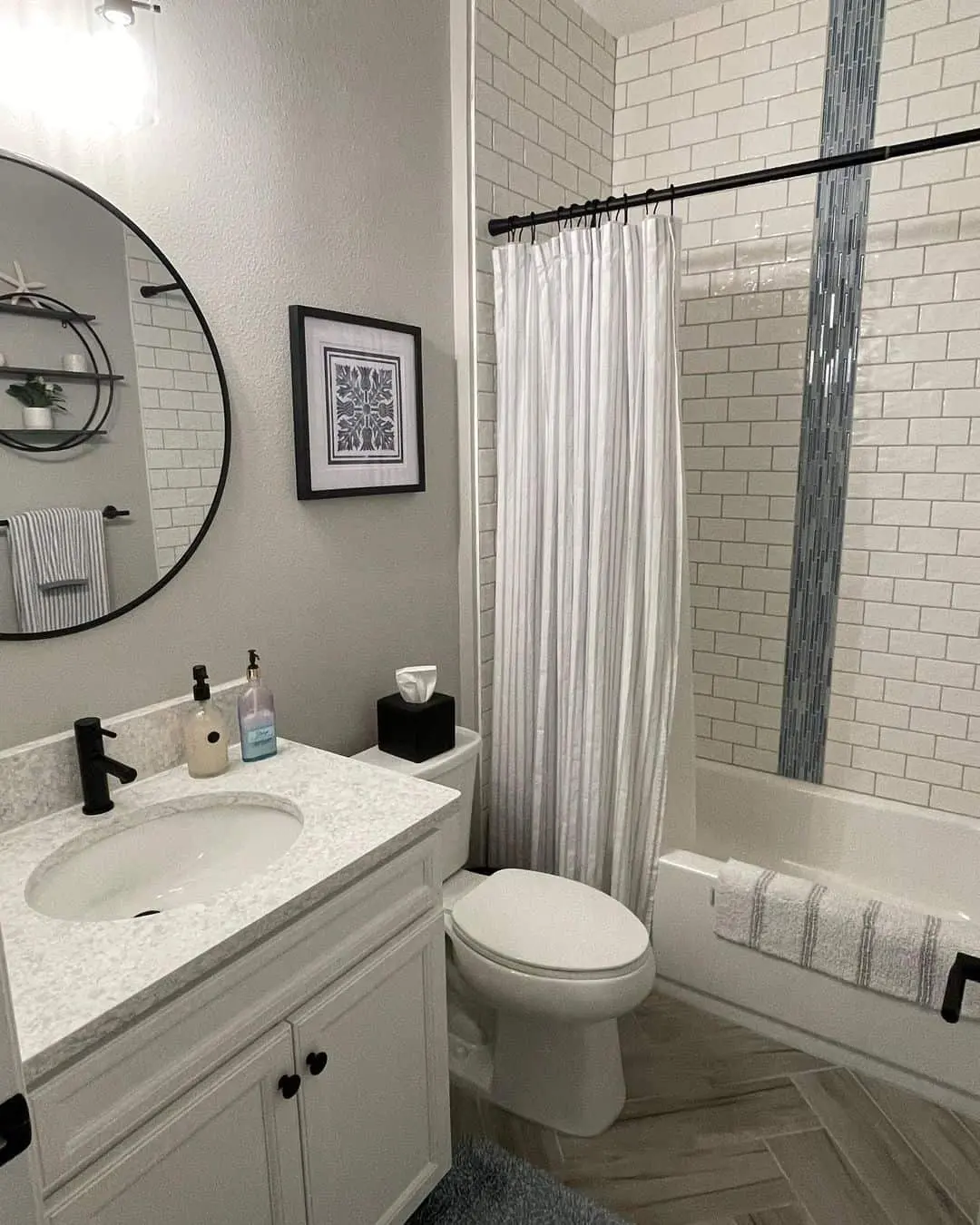 Subtle Blue Mosaic Tile Adds a Vertical Accent