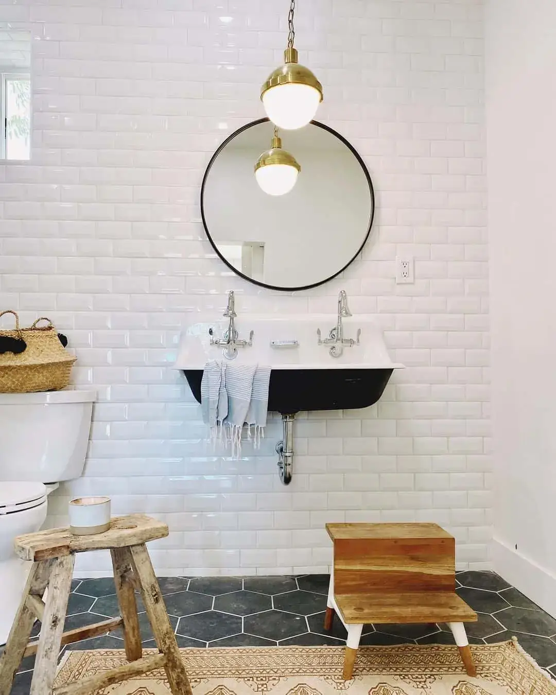 Black Hexagon Floor Tiles Add a Graphic Foundation
