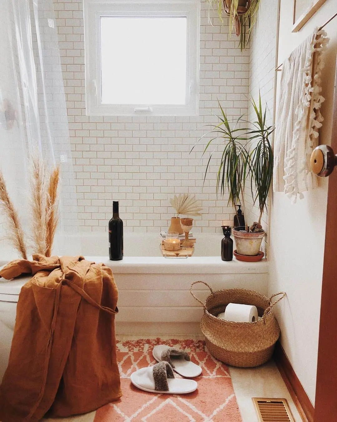 Warm Grout Softens a White Subway Tile Backsplash