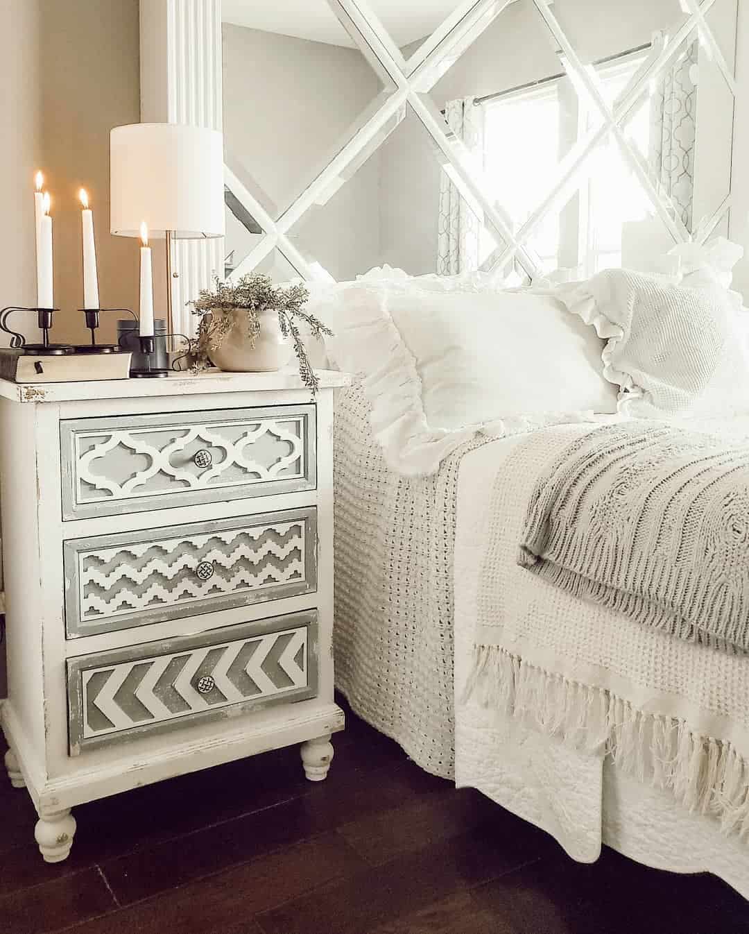 Distressed Nightstand Adds Patterned Drawer Detail