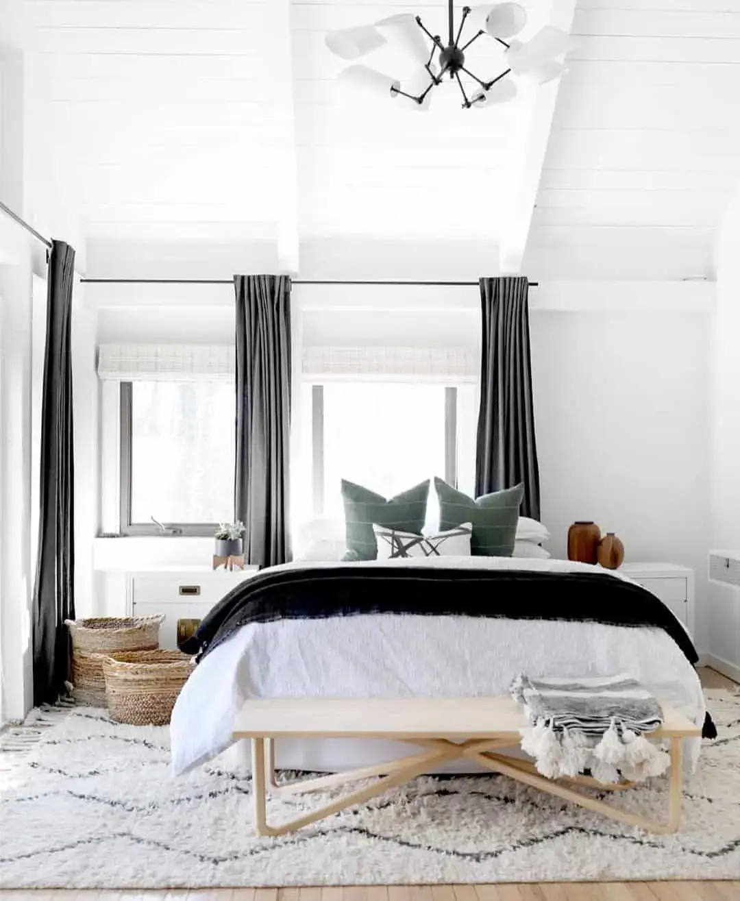 Woven Baskets Add Natural Texture Beside the Bed