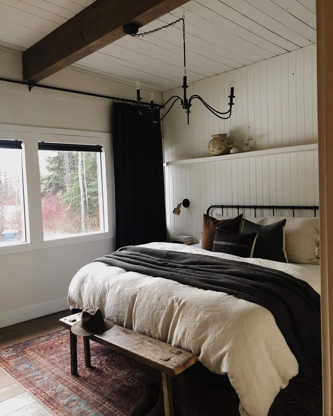Rustic Wooden Bench Offers a Casual Spot for Hats