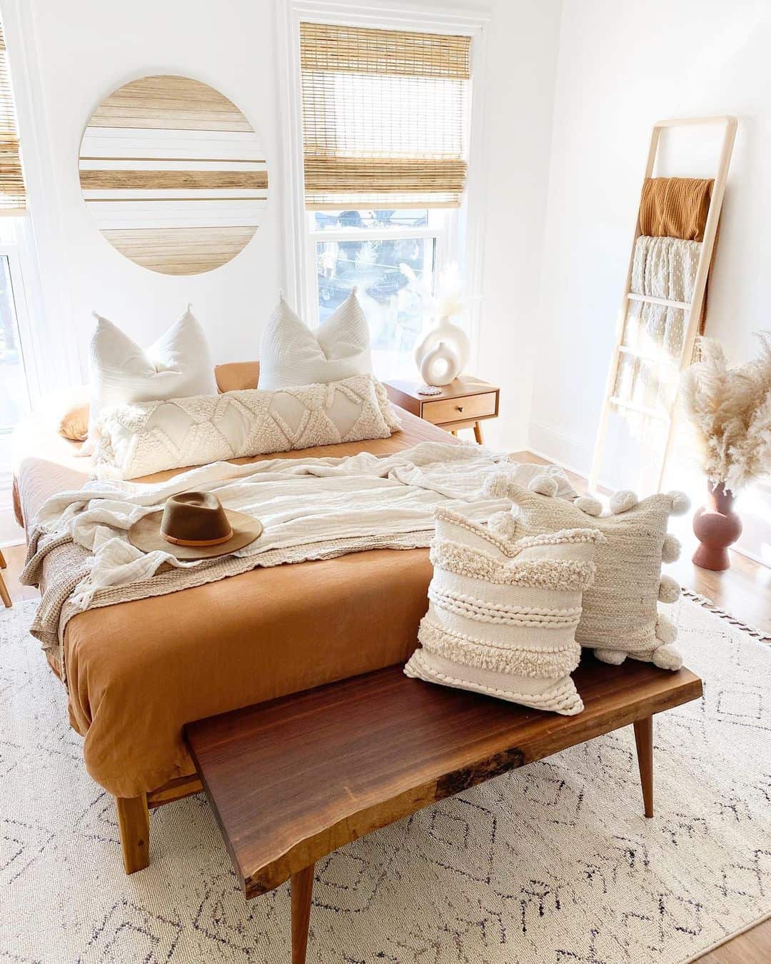 Live-Edge Bench Adds Natural Warmth and Seating at the Bed's Foot