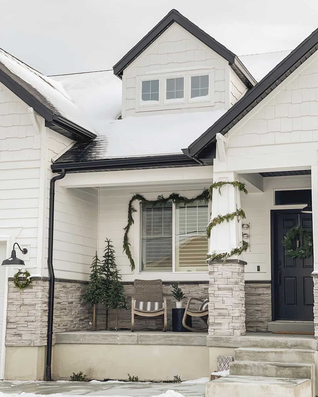 Two Small Evergreen Trees Add Winter Cheer