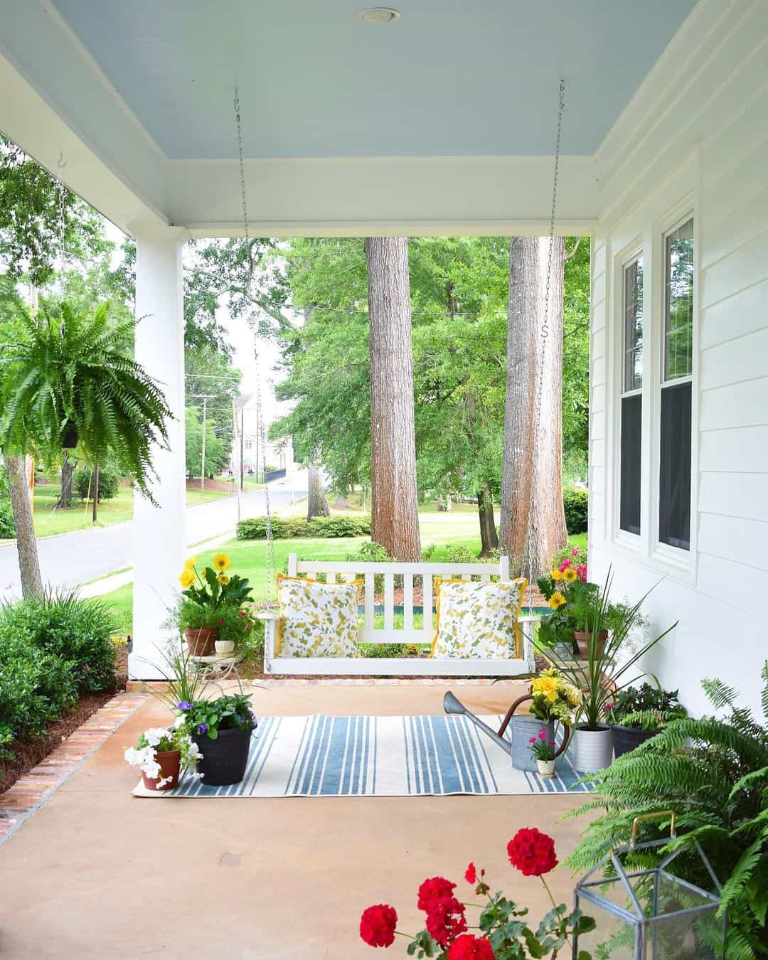 Define Seating with a Striped Outdoor Rug
