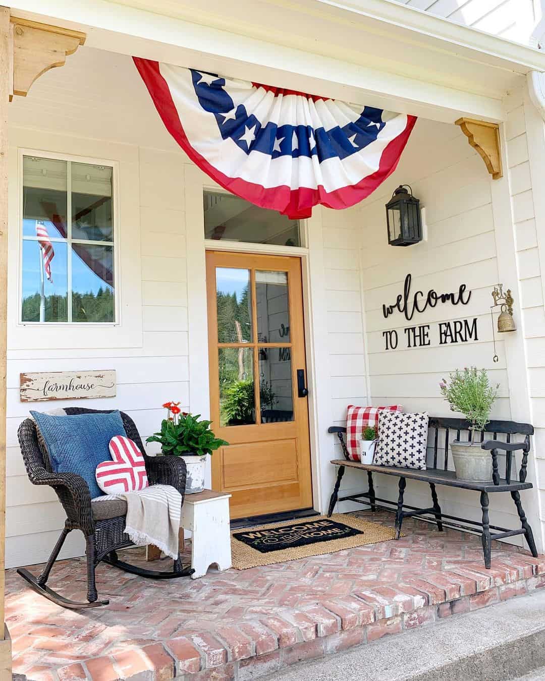 Fabric Bunting Adds Festive Flair Above the Entry