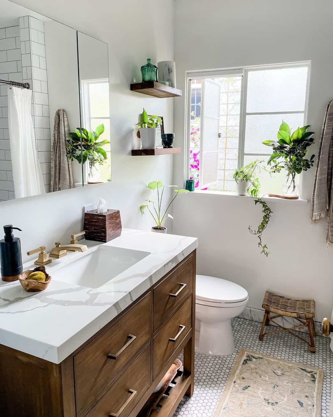 Incorporate Vertical Greenery with Floating Shelves