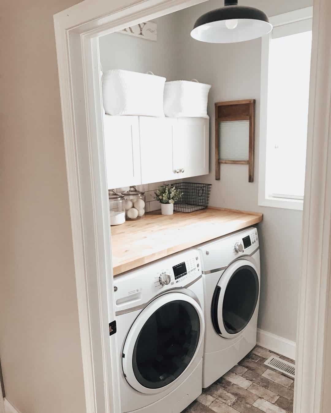 Wooden Washboard Adds Vintage Wall Decor Above the Counter
