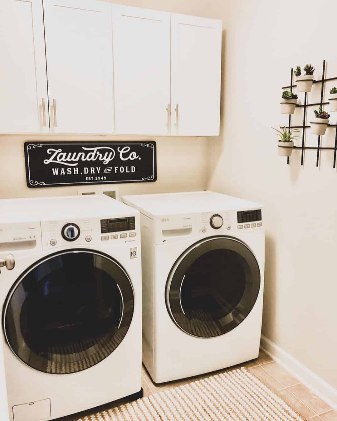 Vertical Garden Adds Greenery to a Small Laundry Space