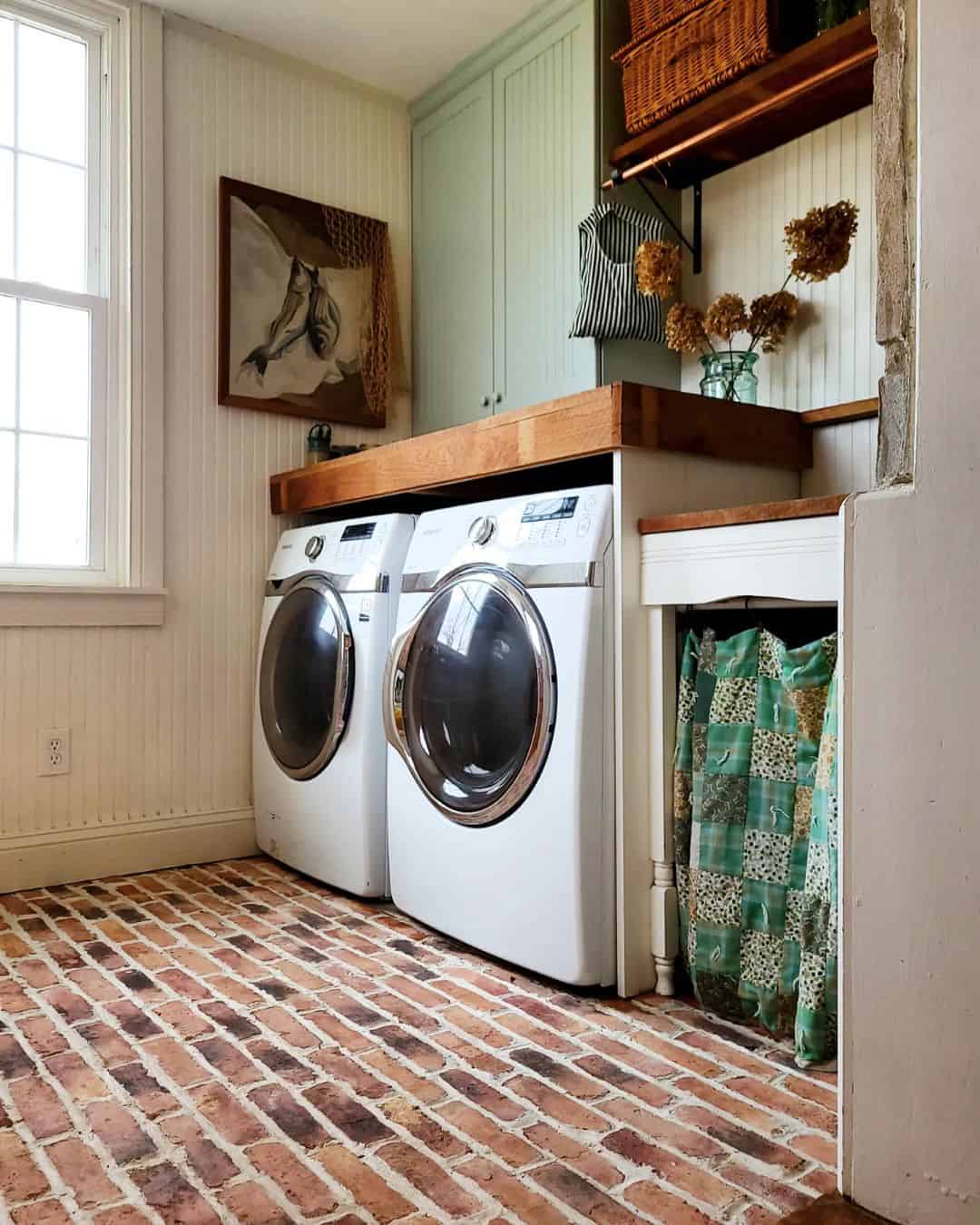 Patchwork Curtain Hides Unused Space Below Counter