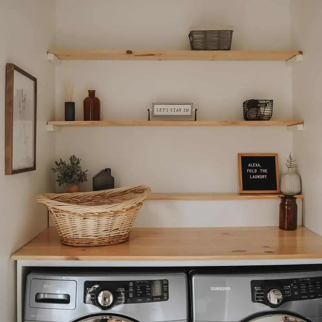 Letter Board Adds a Playful Touch to Laundry Room Shelving