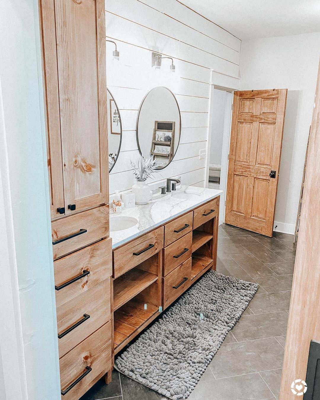 Open Wood Shelving for Easy-Access Bathroom Towels and Decor