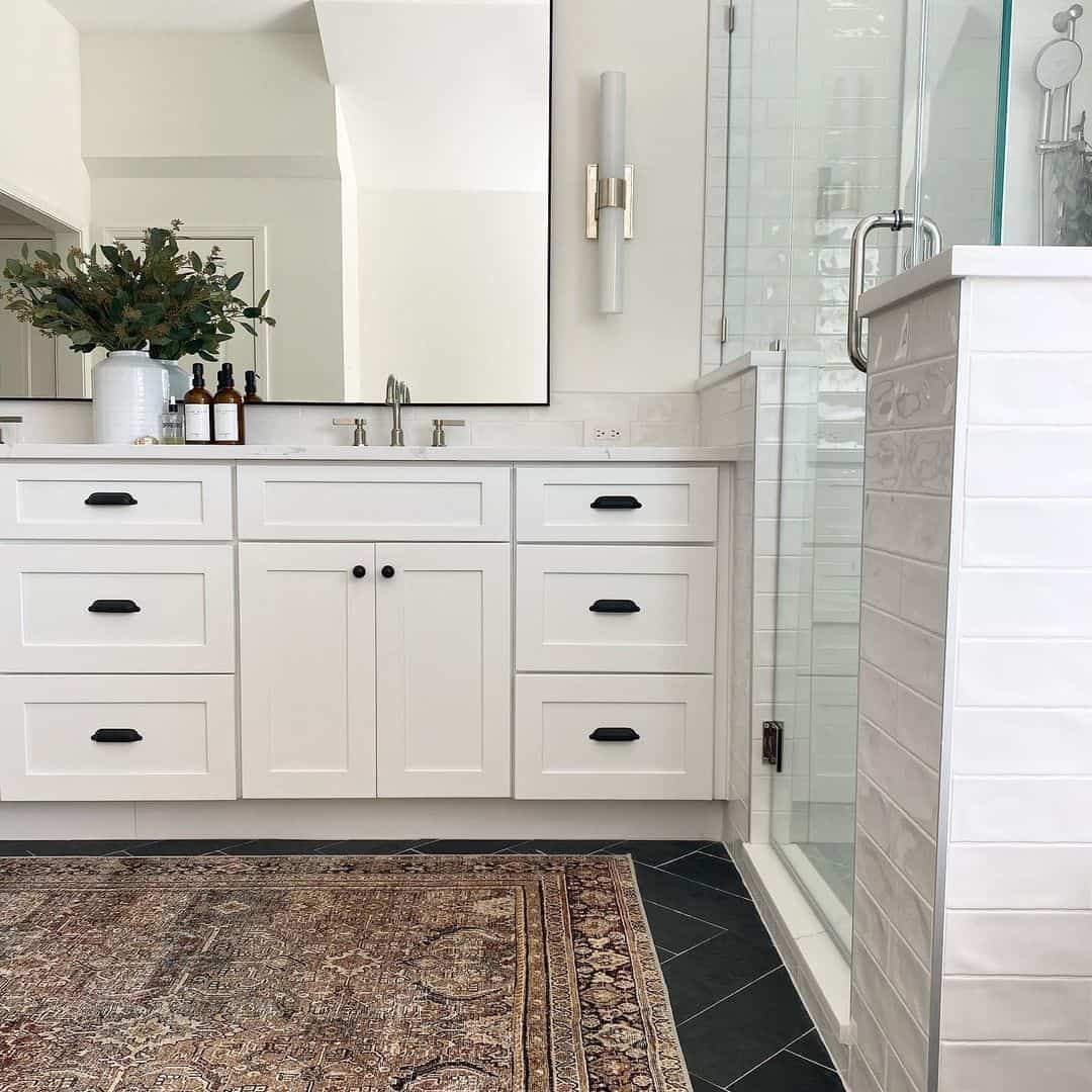Warm Up Your Bathroom with a Vintage Persian Rug