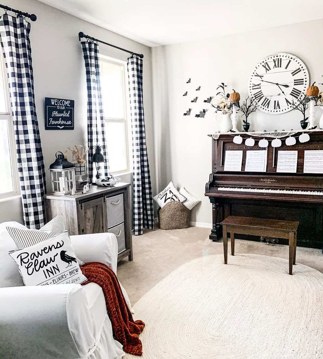 Frame Windows with Black and White Gingham Curtains