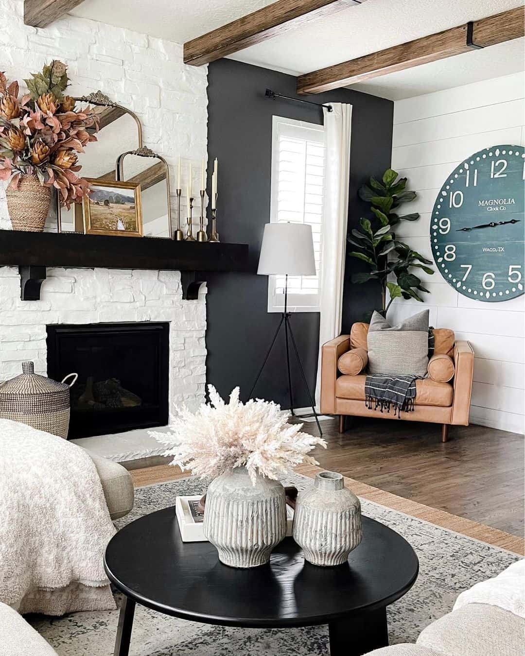 Textured Vases and Dried Pampas Grass Create a Neutral Vignette