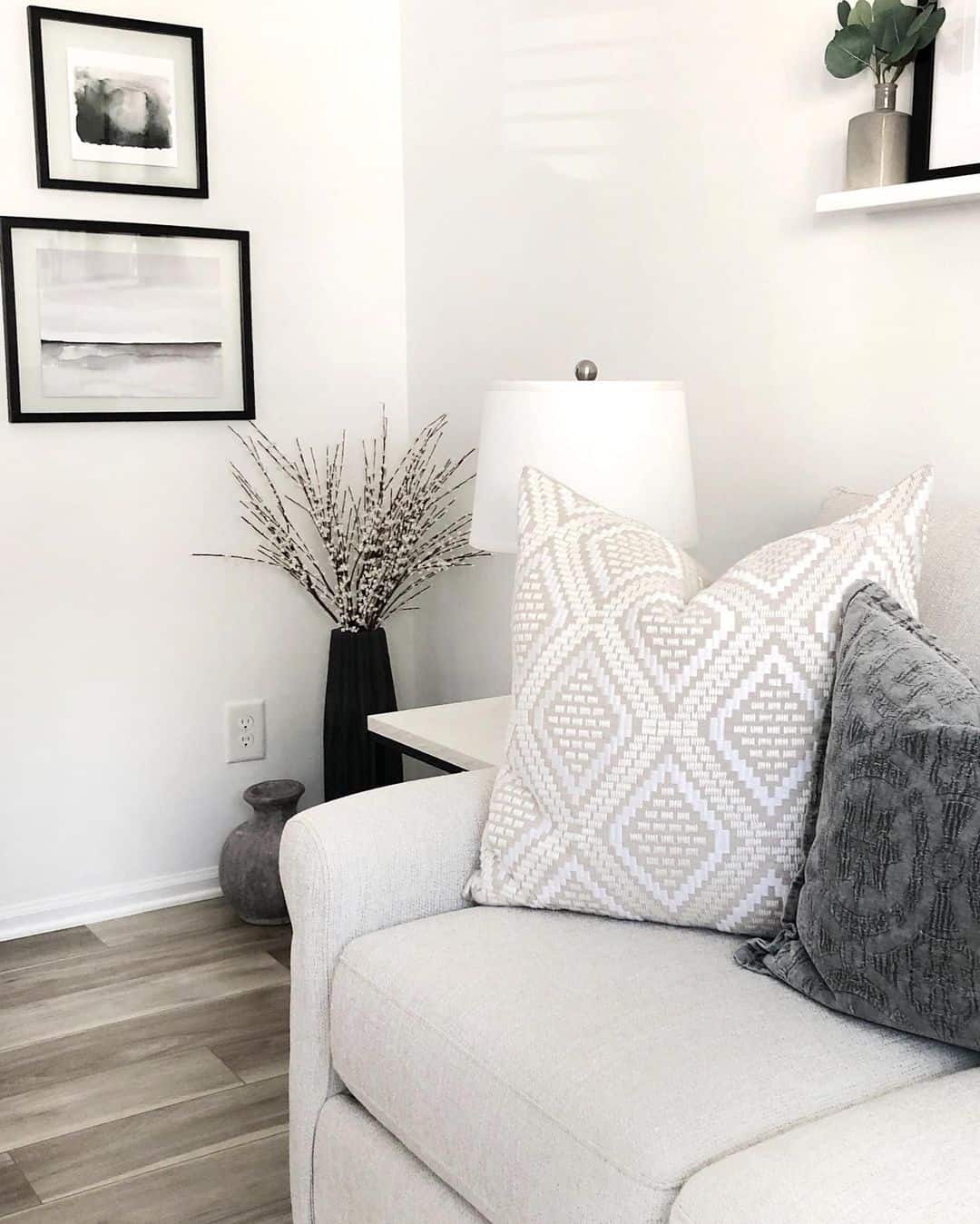 Abstract Art Prints Frame a Corner Space