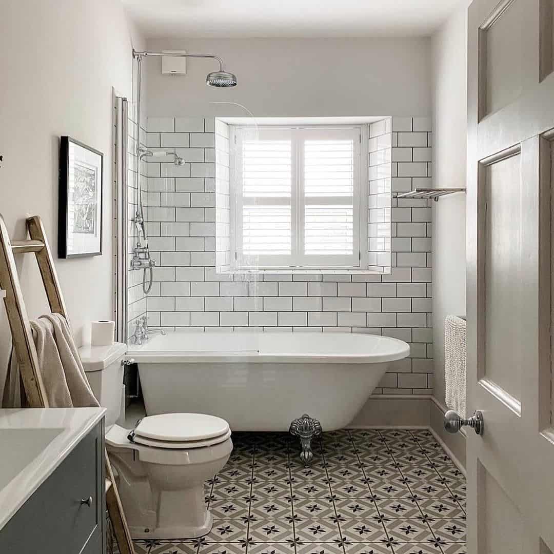 Anchor a Classic Bathroom with Graphic Starburst Floor Tiles