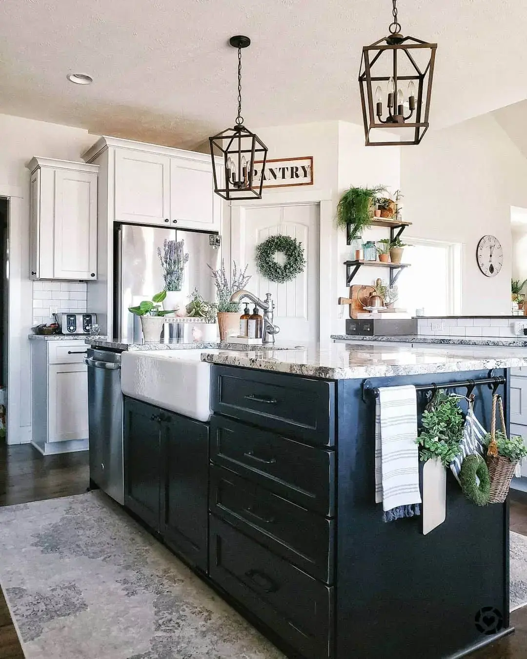 Dark Navy Island with Hanging Accents