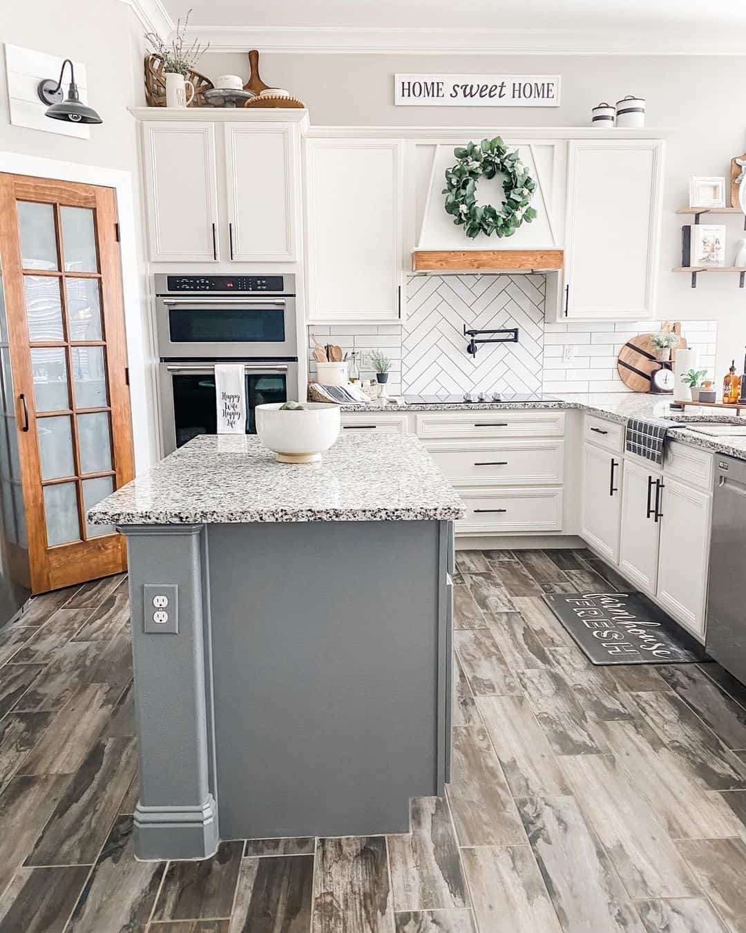 Matte Gray Island Grounds White Kitchens