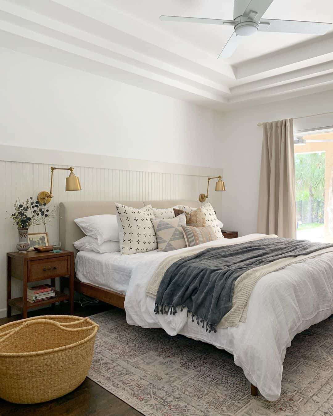 Beadboard Panels Add Classic Texture Above the Bed