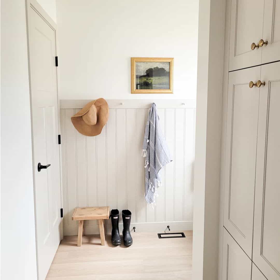 Beadboard Panels With Peg Hooks For Easy Hat Storage