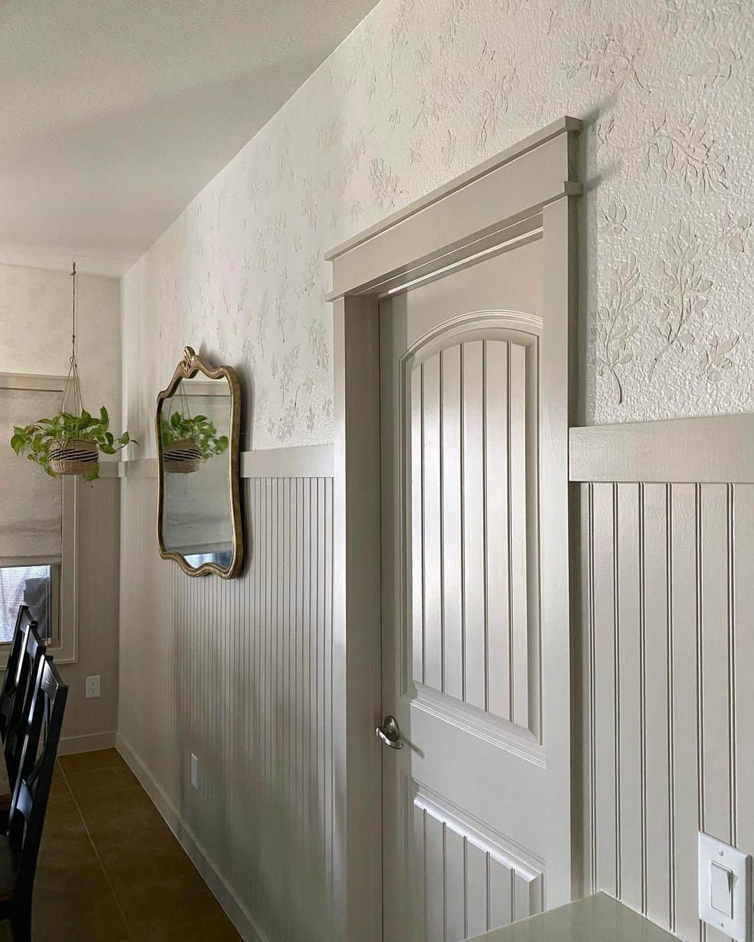Layer Textured Wallpaper and Beadboard for a Rich Wall Finish