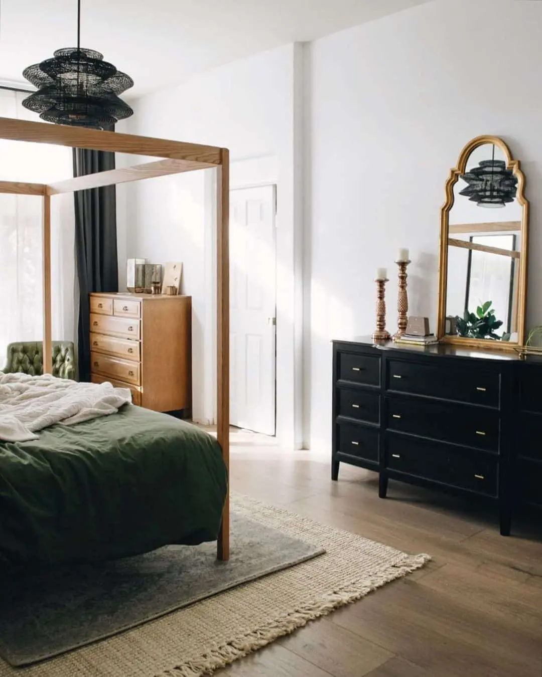 Frame a Black Dresser with an Ornate Gold Mirror